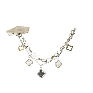 NIP Stainless steel four leaf clover double strand bracelet. Retail $30.00